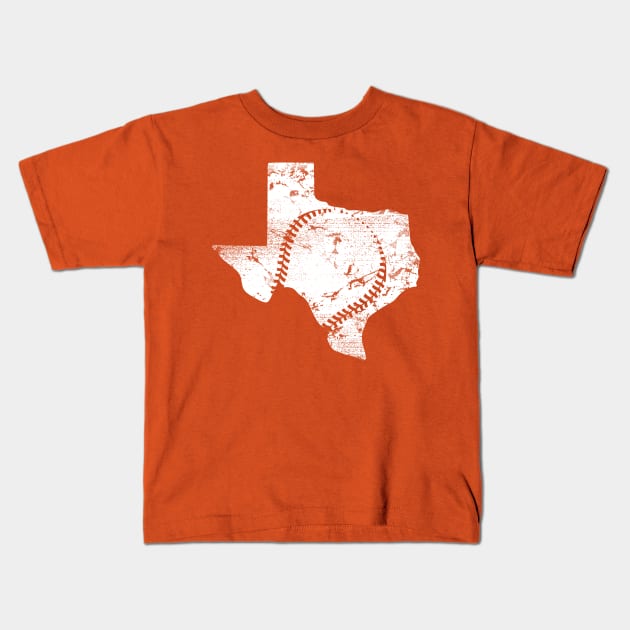 Texas State with Baseball Strings Kids T-Shirt by DMaciejewski